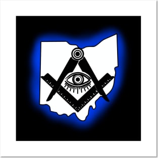 Masonic Square and Compass over Ohio Posters and Art